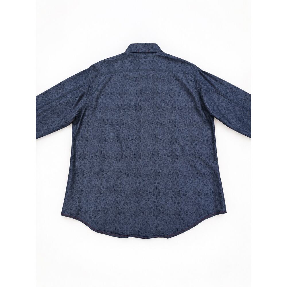 Vintage Italia C.1958 Men’s Blue Gray Patterned Long Sleeve Shirt Size M - Picture 4 of 9